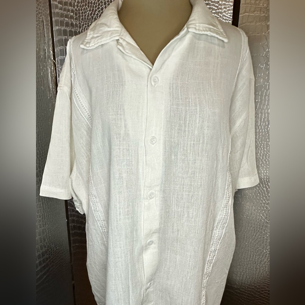 Coofandy Men's White Casual Button Down Shirt Size XL